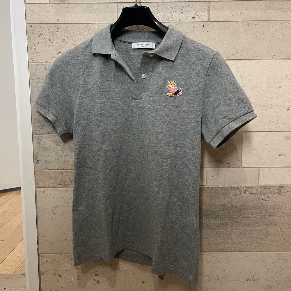 Grey Classic Maison Kitsune polo - Medium - Dressed Fox - NWT